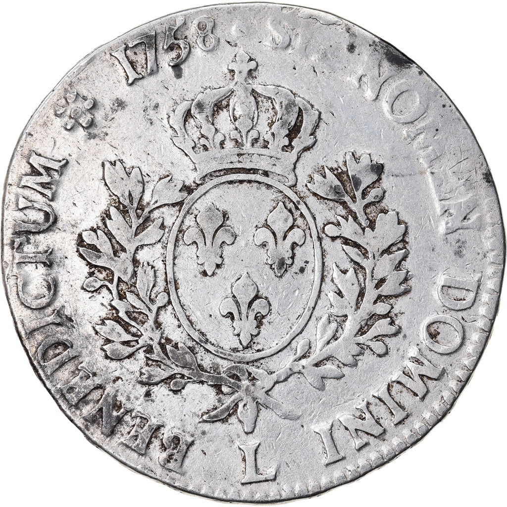 Moneda, Francia, Louis XV, Écu au bandeau, Ecu, 1758, Bayonne, BC+, Plata