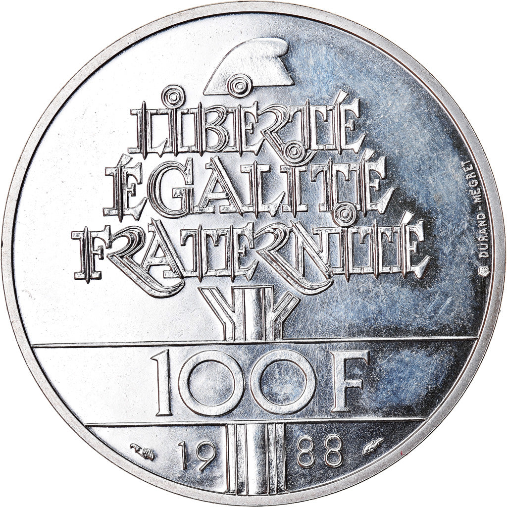 Coin, France, Fraternité, 100 Francs, 1988, Paris, MS(65-70), Silver, KM:966