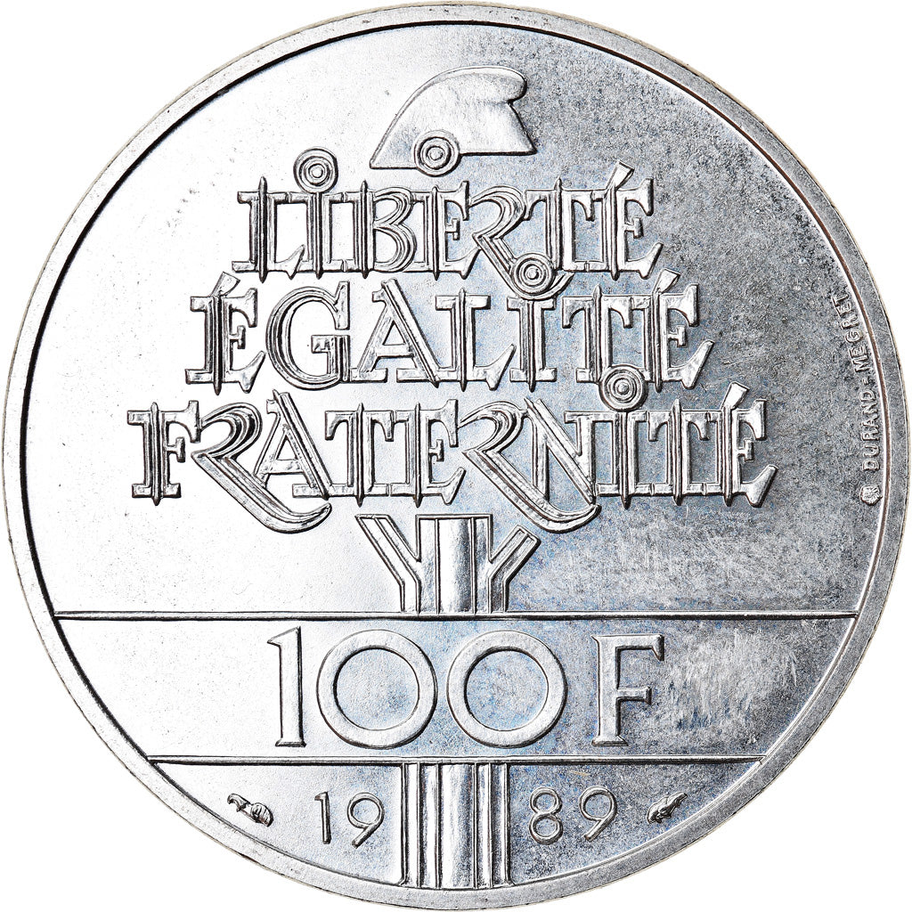 Coin, France, Droits de l'Homme, 100 Francs, 1989, MS(65-70), Silver, KM:970