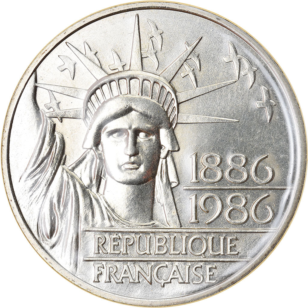 Coin, France, Statue de la Liberté, 100 Francs, 1986, Paris, MS(65-70), Silver