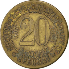 France, 20 Centimes, EF(40-45), Brass, Elie #50.2, 2.62