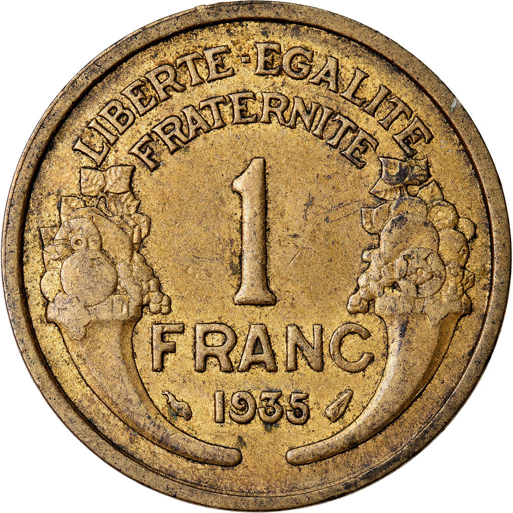Moeda, França, Morlon, Franc, 1935, Paris, EF(40-45), Alumínio-Bronze, KM:885