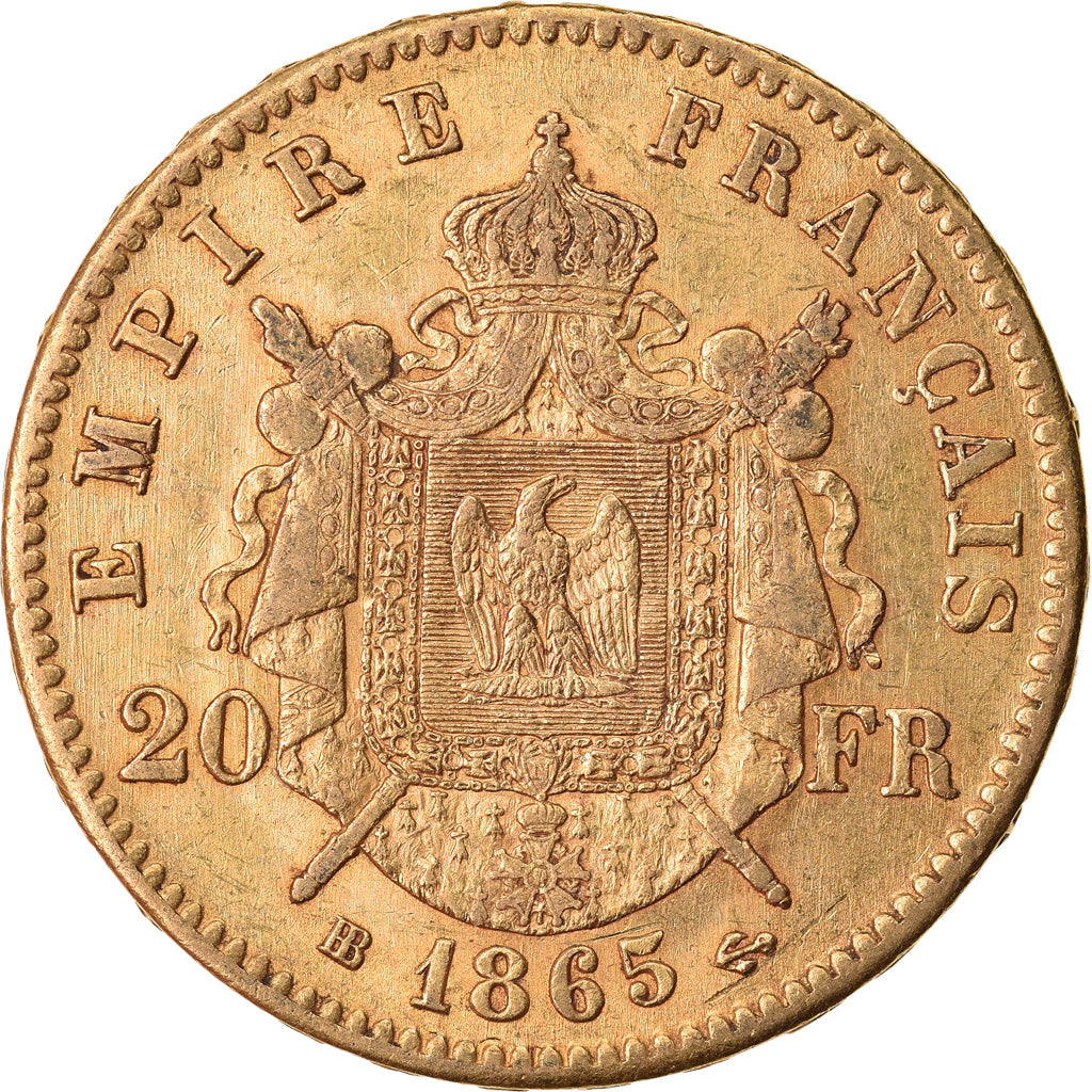 Monnaie, France, Napoleon III, 20 Francs, 1865, Strasbourg, SUP, Or