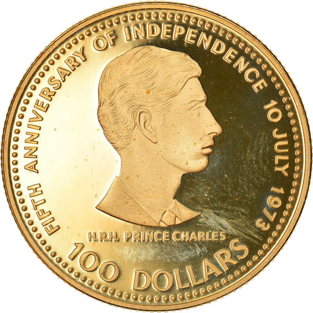 Coin, Bahamas, Elizabeth II, 100 Dollars, 1978, Proof, MS(65-70), Gold, KM:80