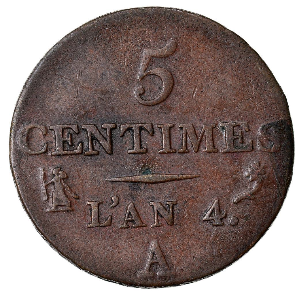 Coin, France, Dupré, 5 Centimes, AN 4, Paris, Petit module, EF(40-45), Bronze