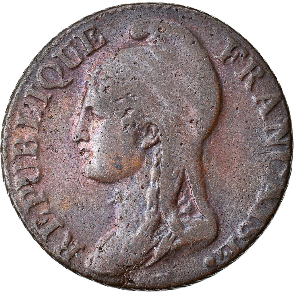 Moeda, França, Dupré, 5 Centimes, AN 4, Paris, Pequeno módulo, AU(50-53)