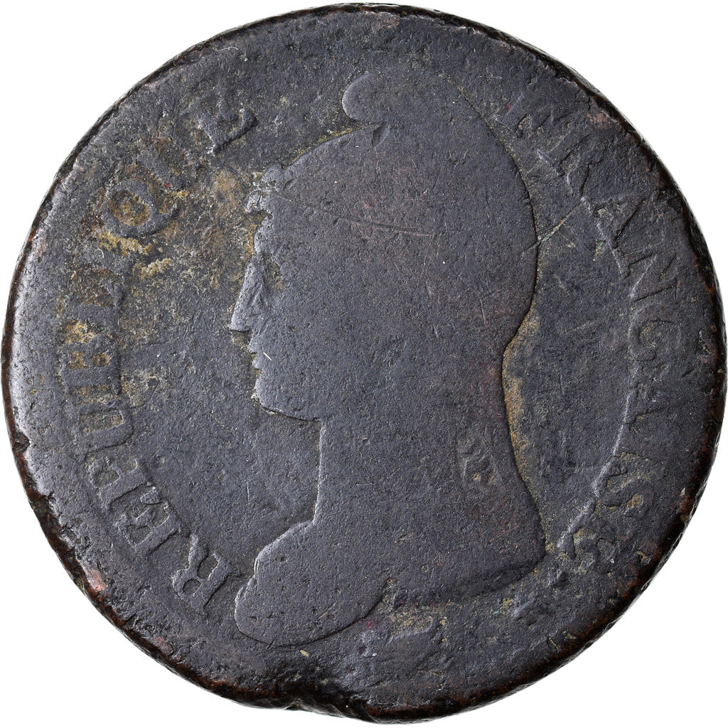 Moneta, Francia, Dupré, Decime, AN 4, Paris, Modification du 2 décimes, B+