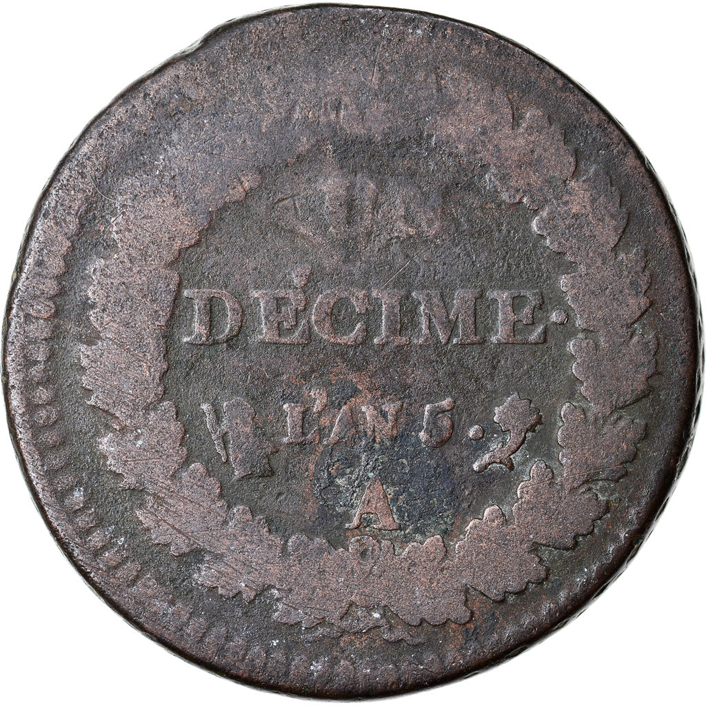 Coin, France, Dupré, Decime, AN 5, Paris, F(12-15), Bronze, KM:644.1
