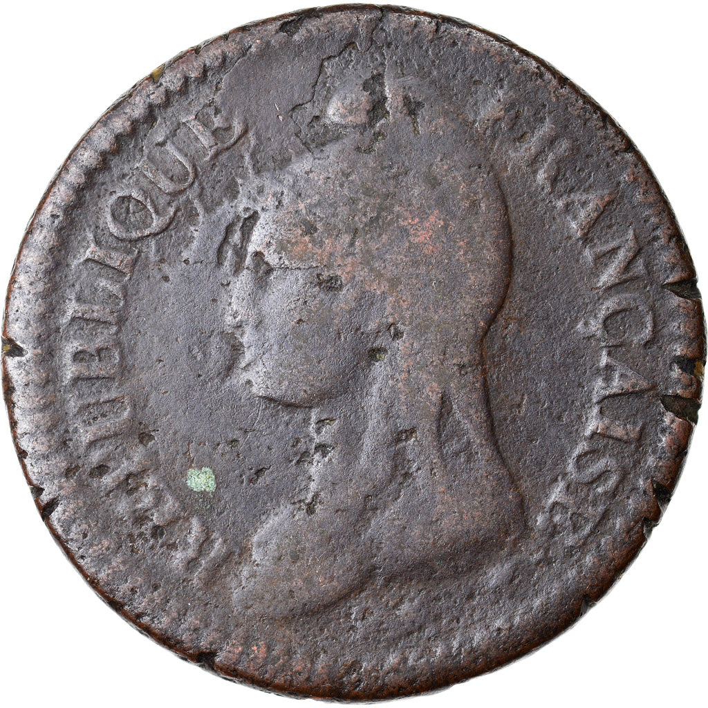 Moneda, Francia, Dupré, Decime, AN 5, Paris, BC+, Bronce, KM:644.1, Gadoury:187