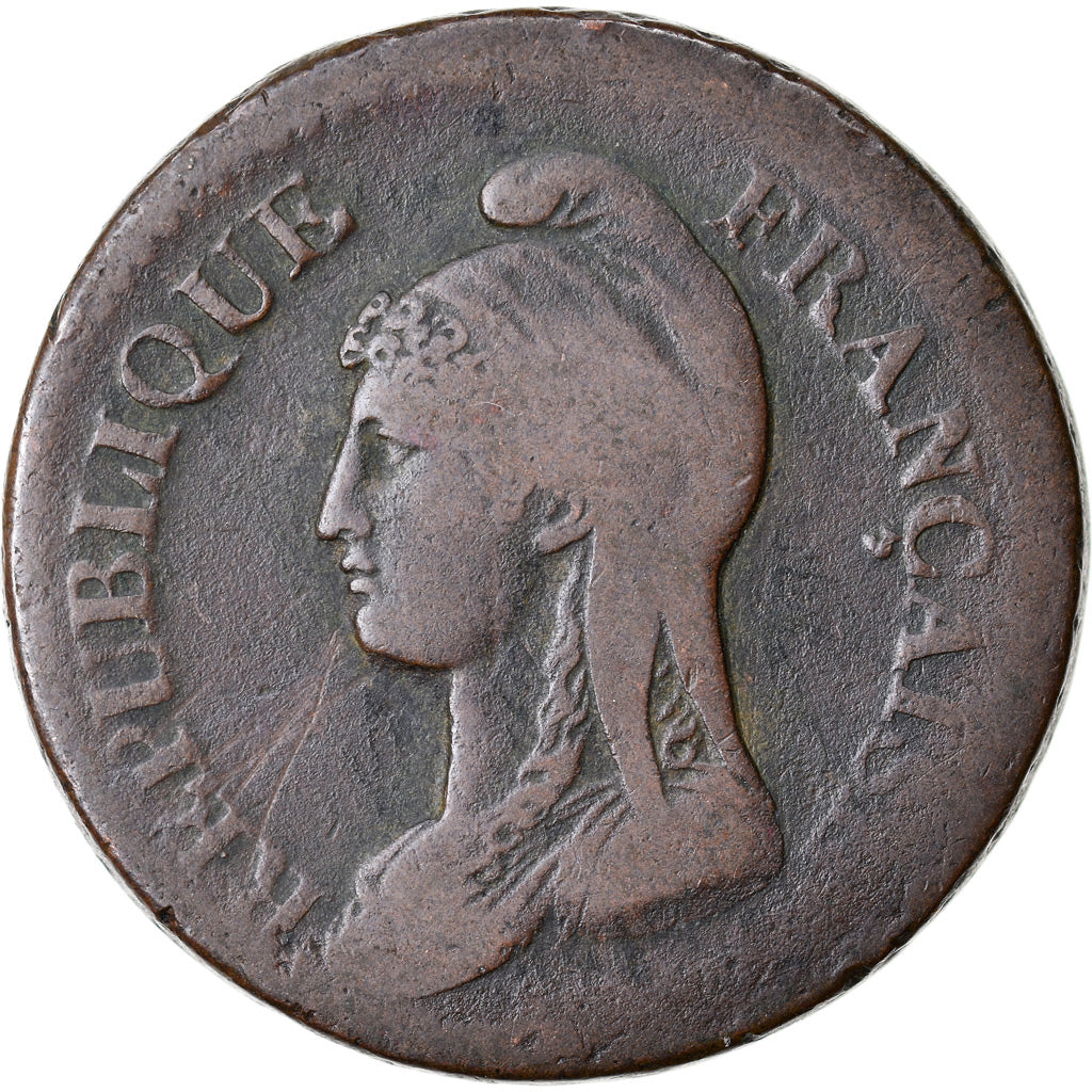 Moneta, Francia, Dupré, Decime, AN 5, Paris, MB, Bronzo, KM:644.1, Gadoury:187