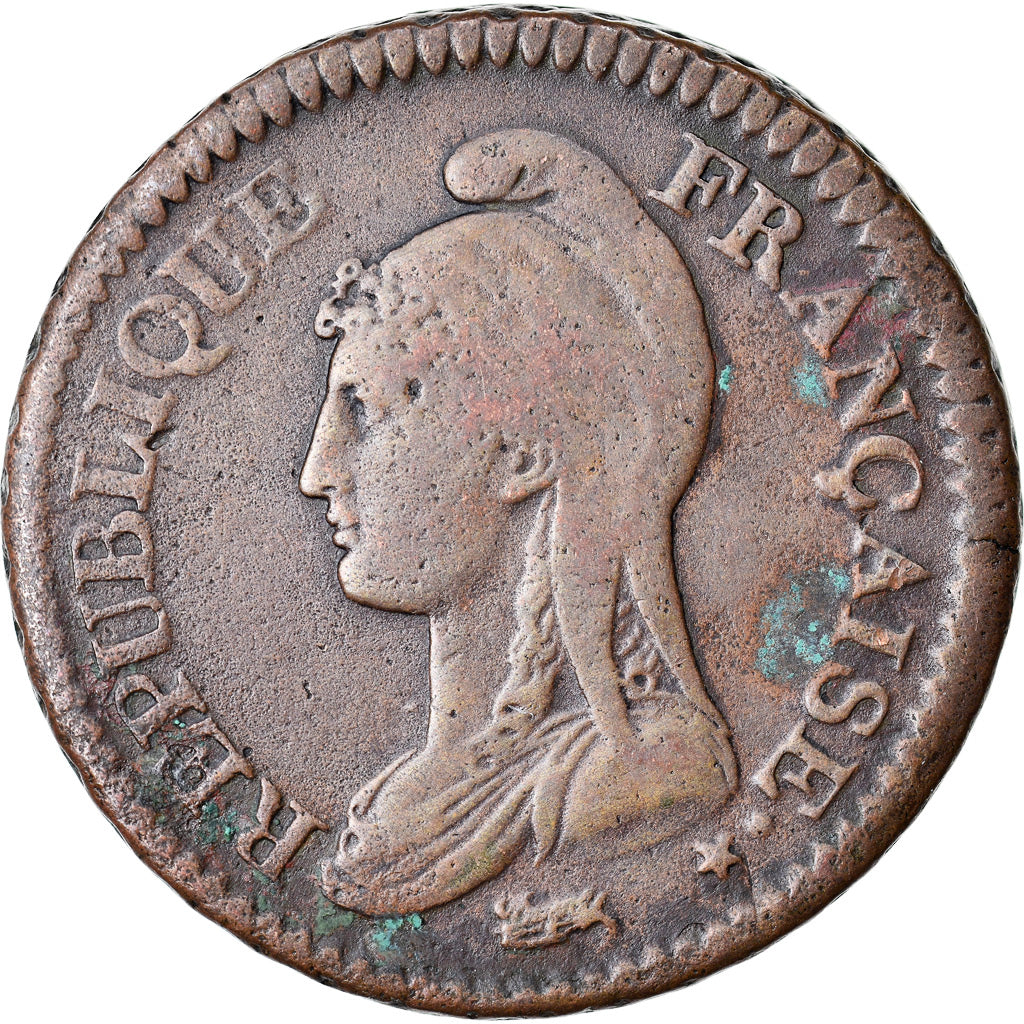Moneta, Francia, Dupré, Decime, AN 5, Paris, MB+, Bronzo, KM:644.1, Gadoury:187