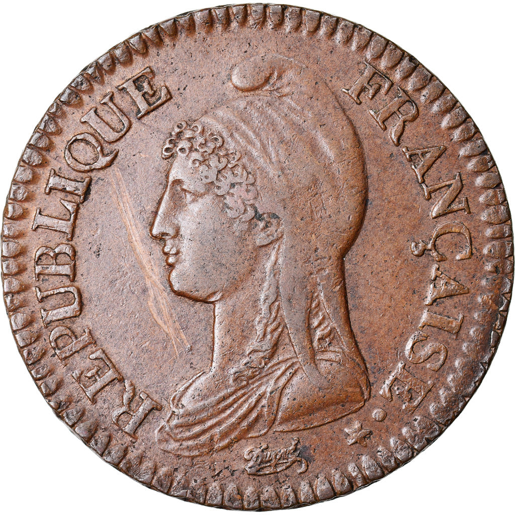 Coin, France, Dupré, Decime, AN 7, Paris, EF(40-45), Bronze, KM:644.1