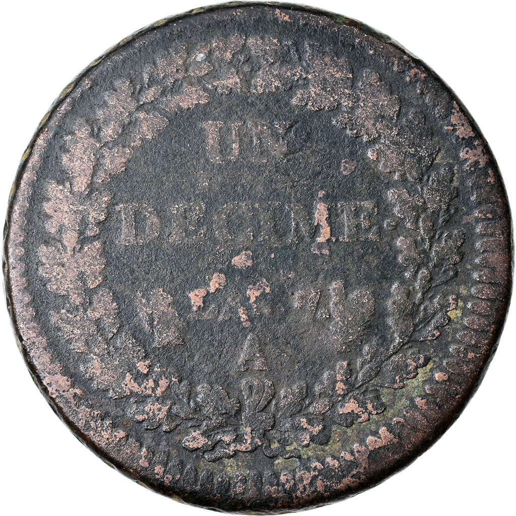 Monnaie, France, Dupré, Decime, AN 7, Paris, B+, Bronze, Gadoury:187, KM:644.1