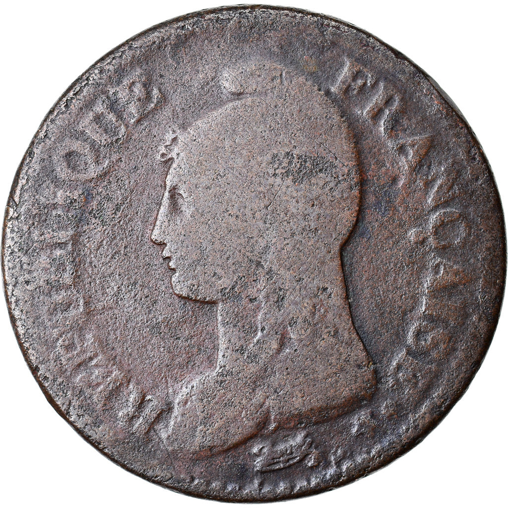 Moeda, França, Dupré, Decime, AN 7, Paris, F(12-15), Bronze, KM:644.1