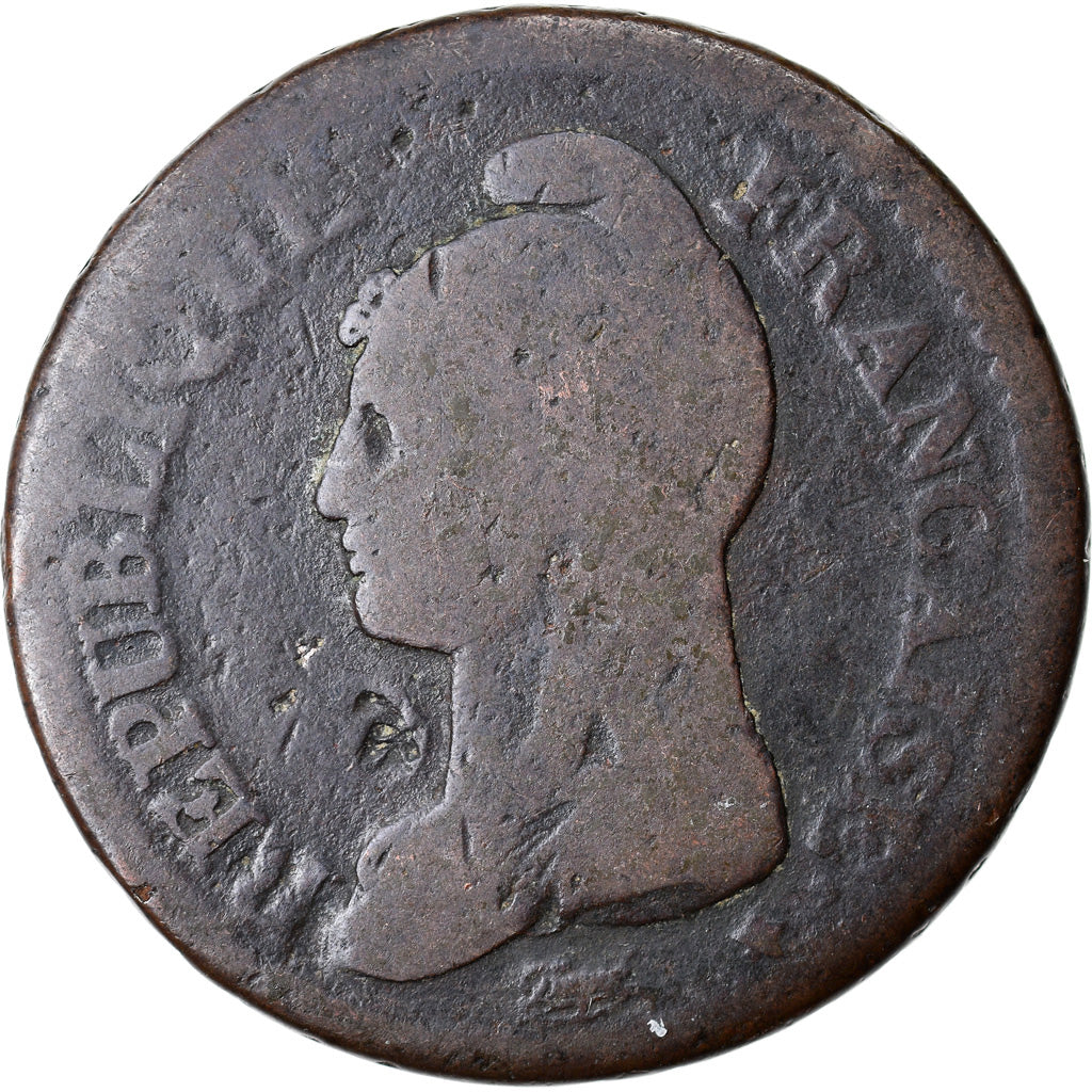 Moneda, Francia, Dupré, Decime, AN 8, Strasbourg, BC, Bronce, KM:644.4, Le
