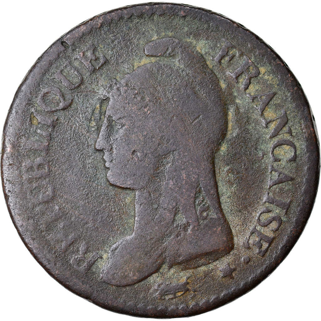Moeda, França, Dupré, Decime, AN 8, Strasbourg, F(12-15), Bronze, KM:644.4, Le