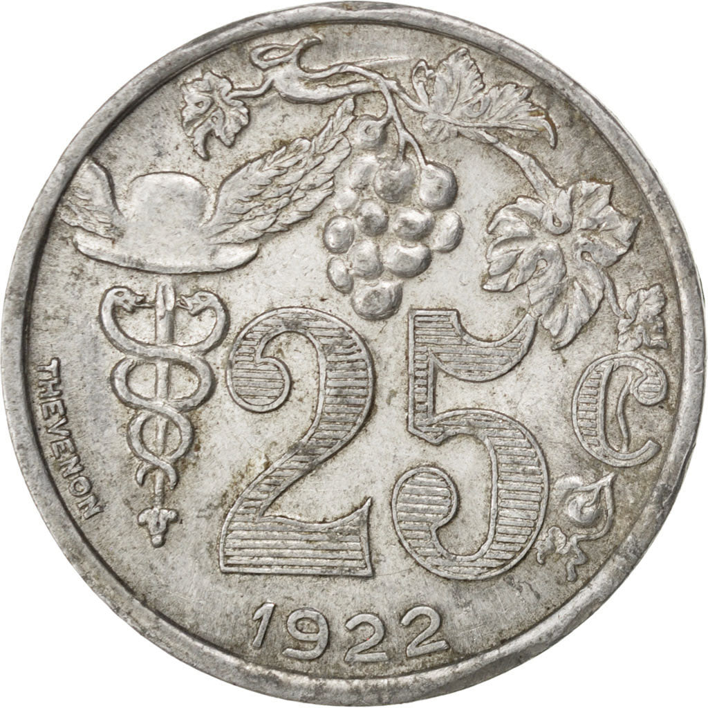 France, 25 Centimes, 1922, EF(40-45), Aluminium, Elie #10.3, 2.01