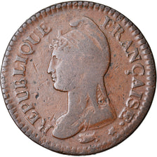 Coin, France, Decime, AN 8, Metz, VF(20-25), Bronze, Gadoury:187a