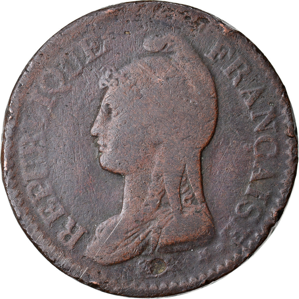 Moneda, Francia, Dupré, Decime, AN 9, Geneva, BC+, Bronce, KM:644.6