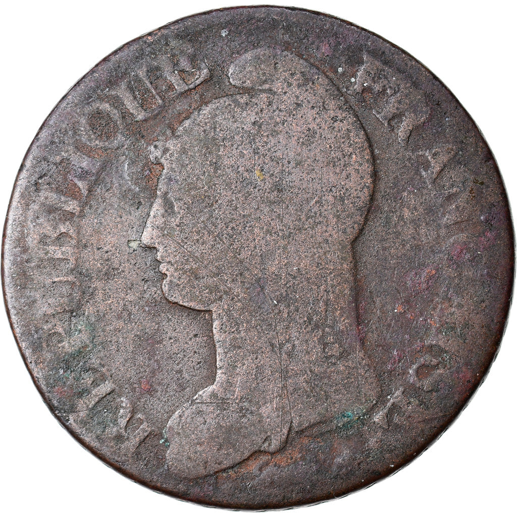 Munten, Frankrijk, Dupré, 5 Centimes, AN 5, Paris, ZG+, Bronze, KM:640.1