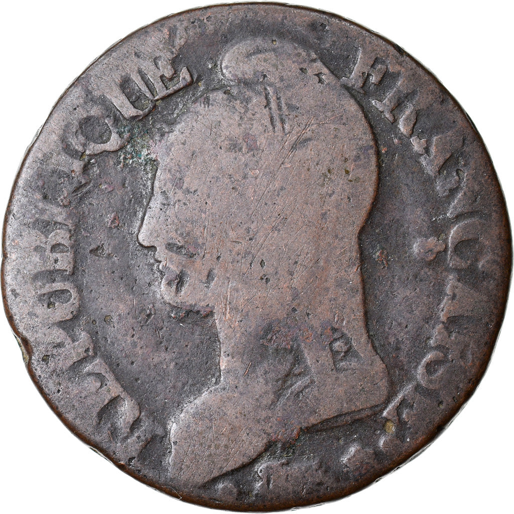 Moneta, Francia, Dupré, 5 Centimes, AN 5, Paris, B+, Bronzo, KM:640.1