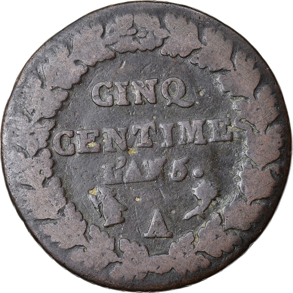 Moneta, Francia, Dupré, 5 Centimes, AN 5, Paris, B+, Bronzo, KM:640.1