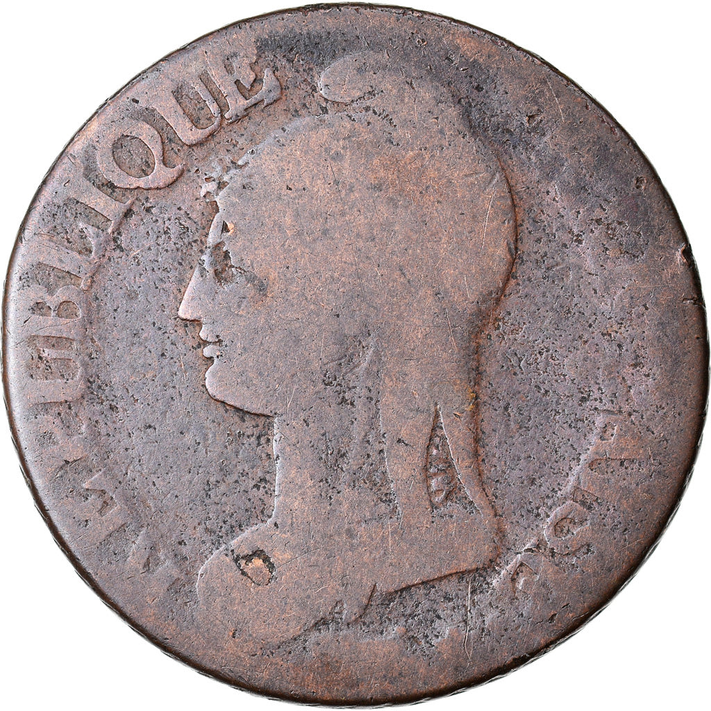 Monnaie, France, Dupré, 5 Centimes, AN 7, Paris, B+, Bronze, Gadoury:126