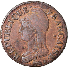 Monnaie, France, Dupré, 5 Centimes, AN 7, Paris, error double struck in collar