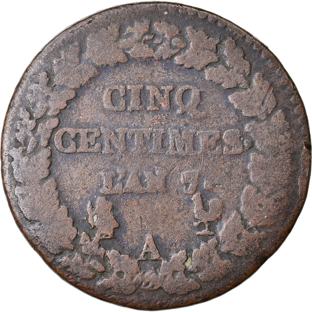 Moneta, Francia, 5 Centimes, AN 7/5, Paris, B+, Rame