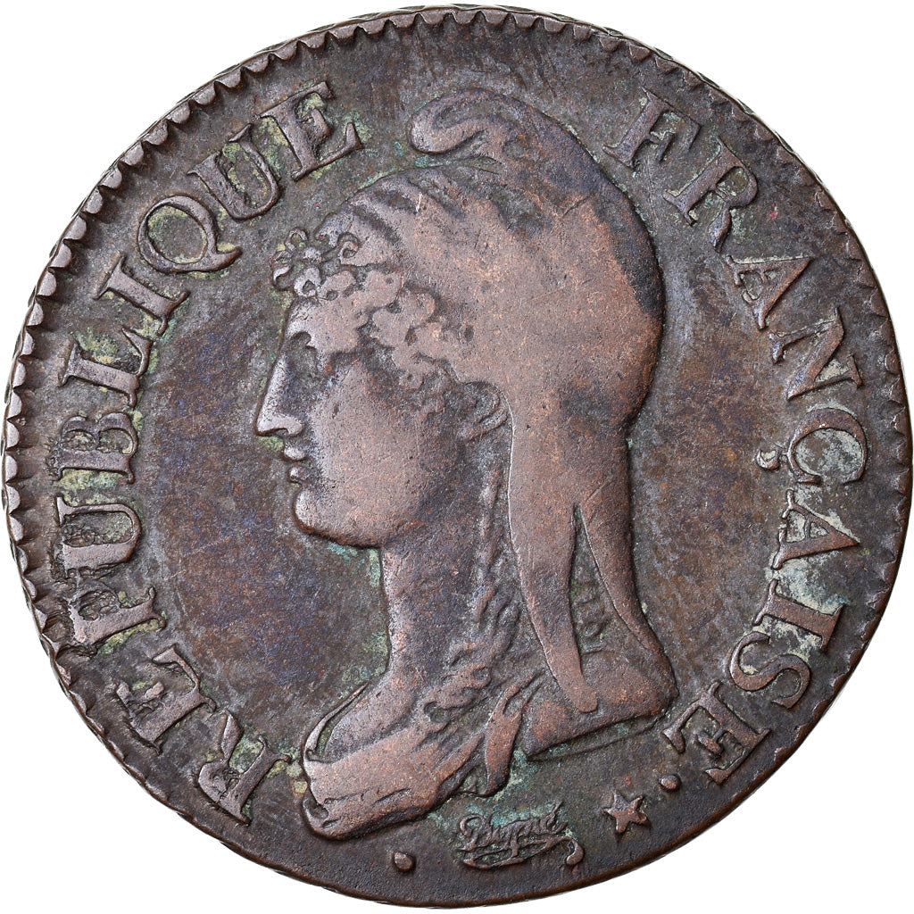 Coin, France, 5 Centimes, AN 7/5, Paris (A/R), VF(30-35), Copper