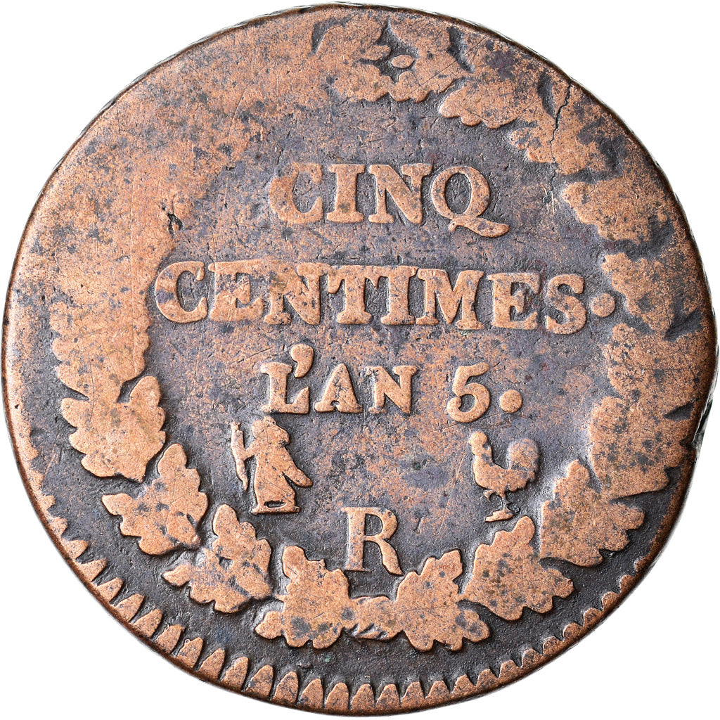 Moneta, Francja, Dupré, 5 Centimes, AN 5, Orléans, VF(20-25), Bronze