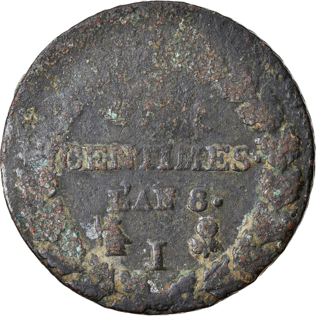Moneta, Francia, Dupré, 5 Centimes, AN 8, Limoges, B+, Bronzo, KM:640.7