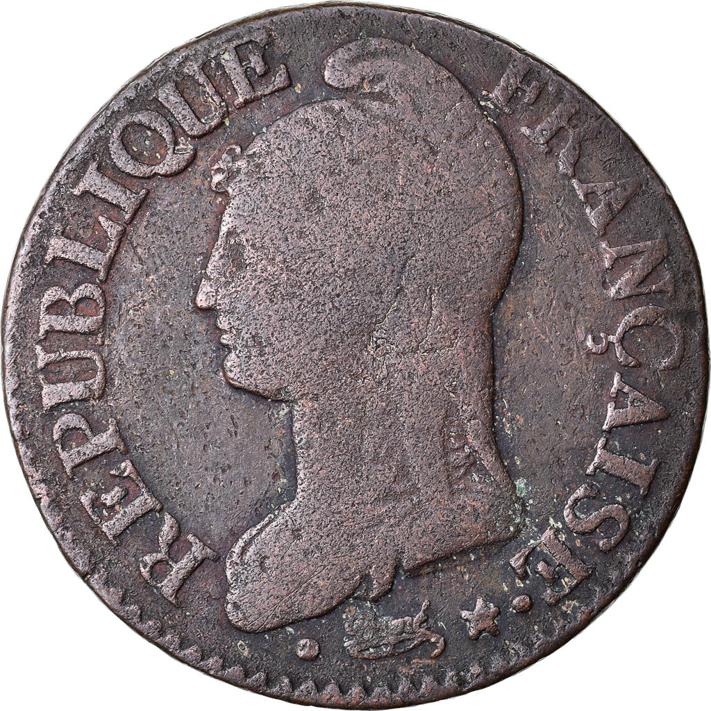 Coin, France, Dupré, 5 Centimes, AN 8, Metz, VF(20-25), Bronze, KM:640.2