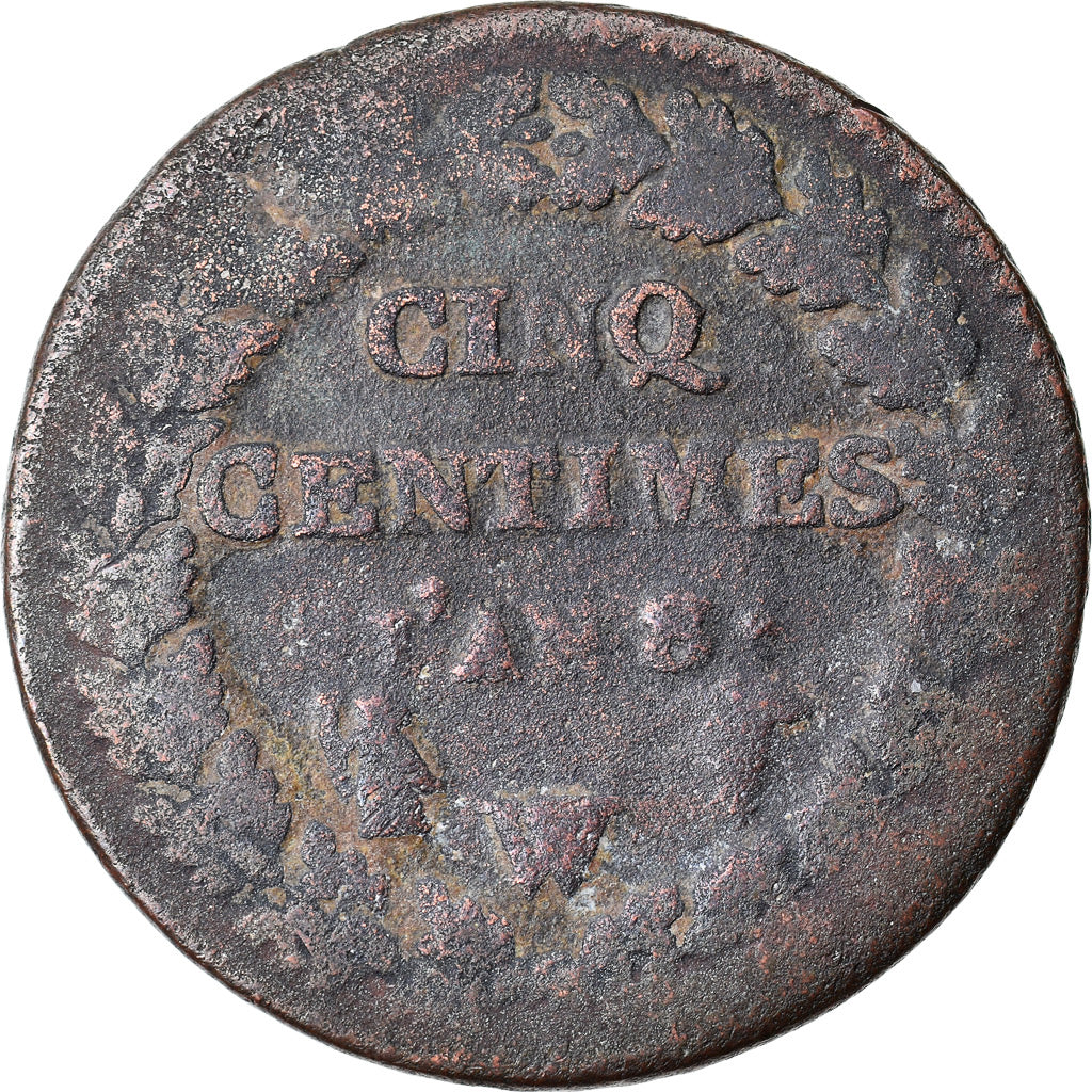 Coin, France, Dupré, 5 Centimes, An 8/5 (1799-1800), Lille W/A, F(12-15), Bronze