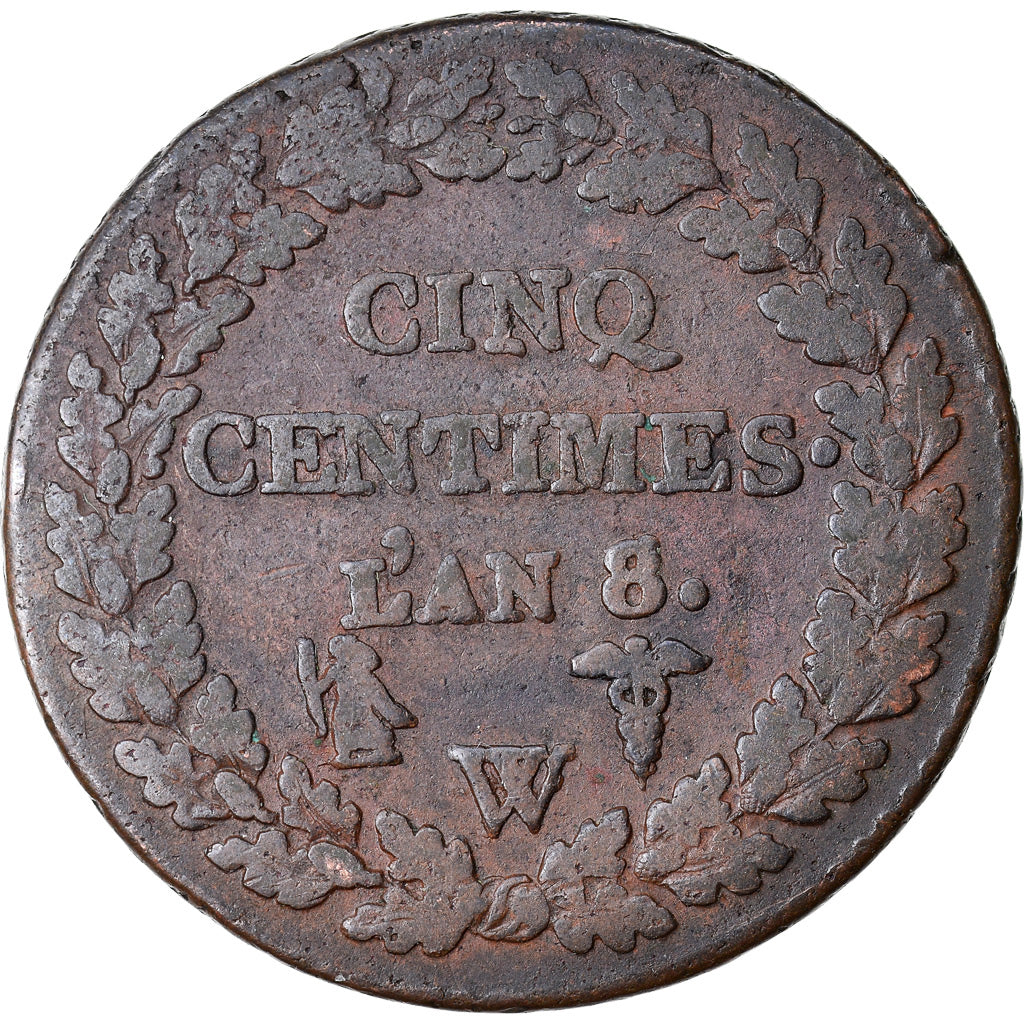 Münze, Frankreich, Dupré, 5 Centimes, An 8/6, Lille, S, Bronze, KM:640.11