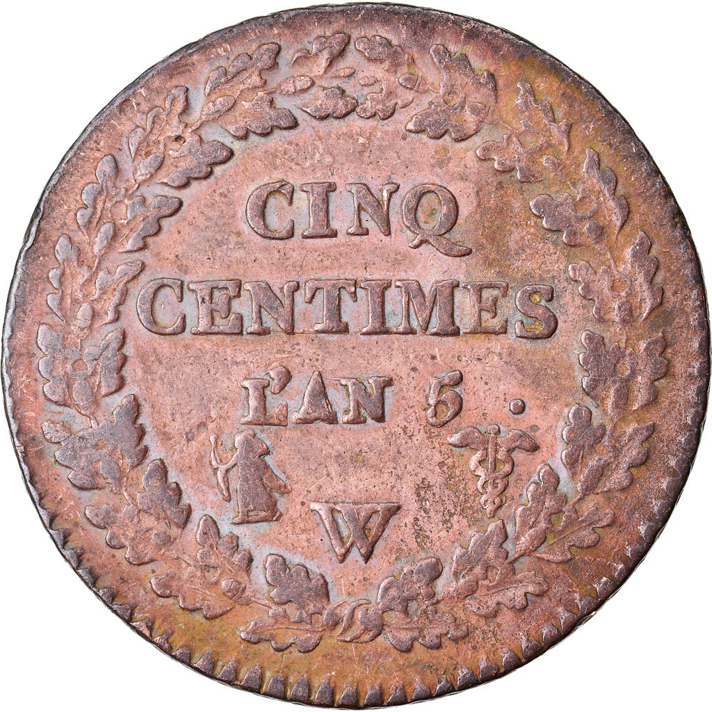 Coin, France, Dupré, 5 Centimes, AN 5, Lille, EF(40-45), Bronze, KM:640.11