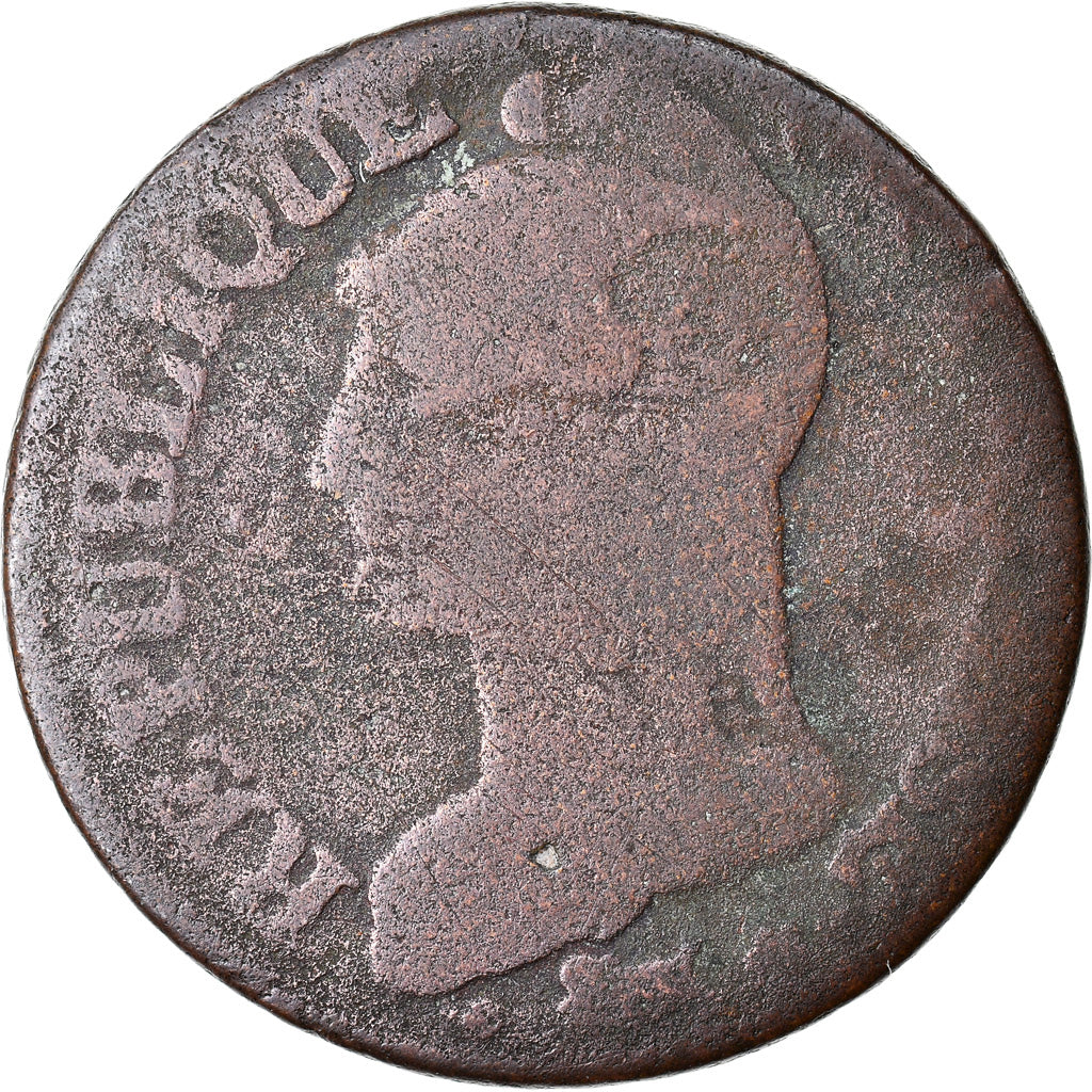 Moneta, Francja, Dupré, 5 Centimes, AN 8, Paris, F(12-15), Bronze, KM:640.1, Le