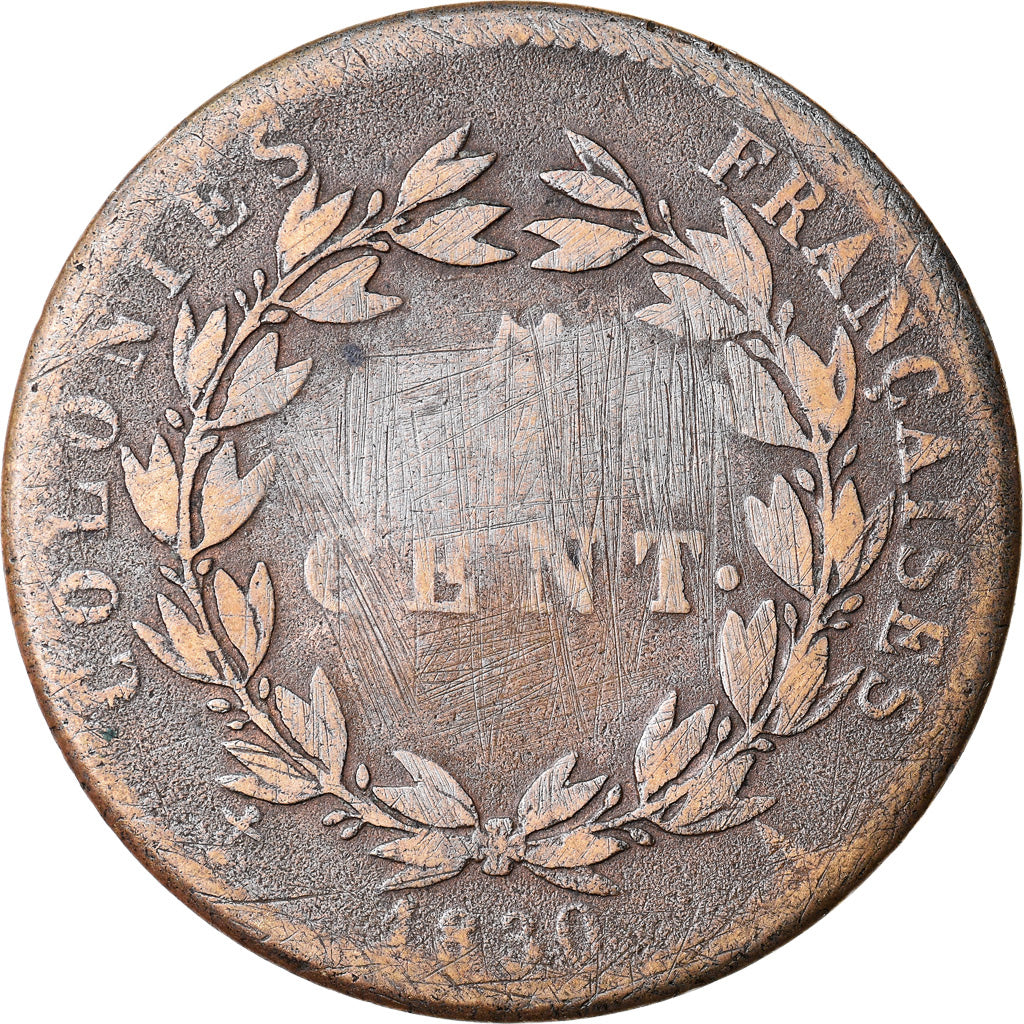 Coin, FRENCH COLONIES, Charles X, 5 Centimes, 1830, Paris, VF(20-25), Bronze