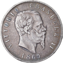 Moneta, Italia, Vittorio Emanuele II, 5 Lire, 1869, Milan, BB, Argento, KM:8.3