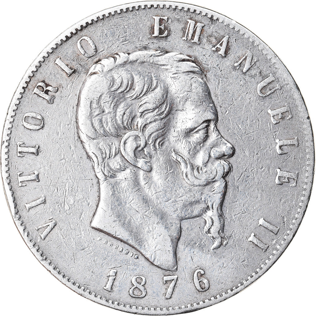 Coin, Italy, Vittorio Emanuele II, 5 Lire, 1876, Rome, VF(30-35), Silver, KM:8.4