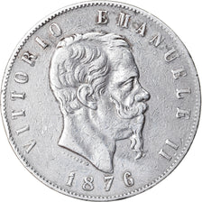 Coin, Italy, Vittorio Emanuele II, 5 Lire, 1876, Rome, VF(30-35), Silver, KM:8.4