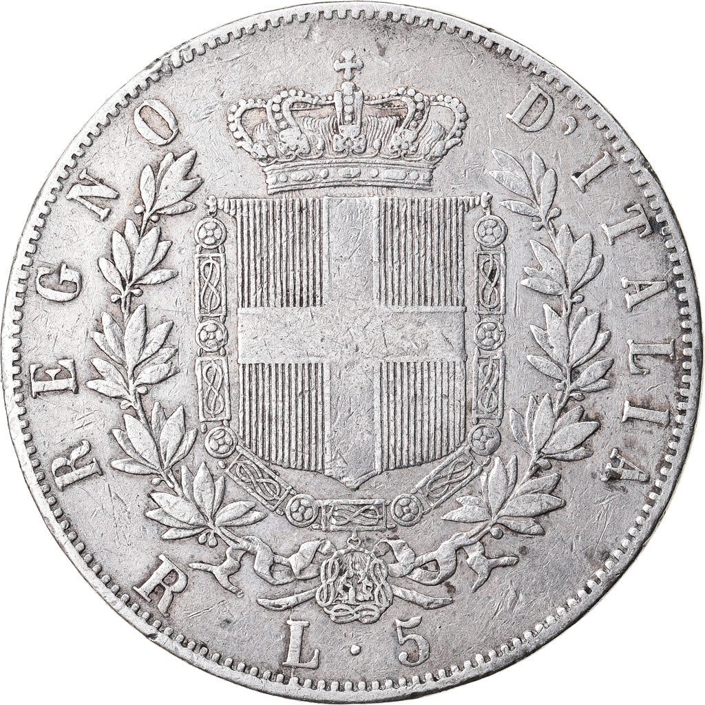 Coin, Italy, Vittorio Emanuele II, 5 Lire, 1876, Rome, VF(30-35), Silver, KM:8.4
