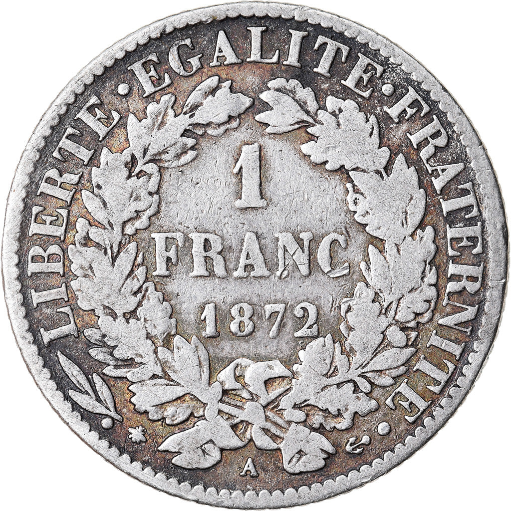 Münze, Frankreich, Cérès, Franc, 1872, Paris, S, Silber, KM:822.1