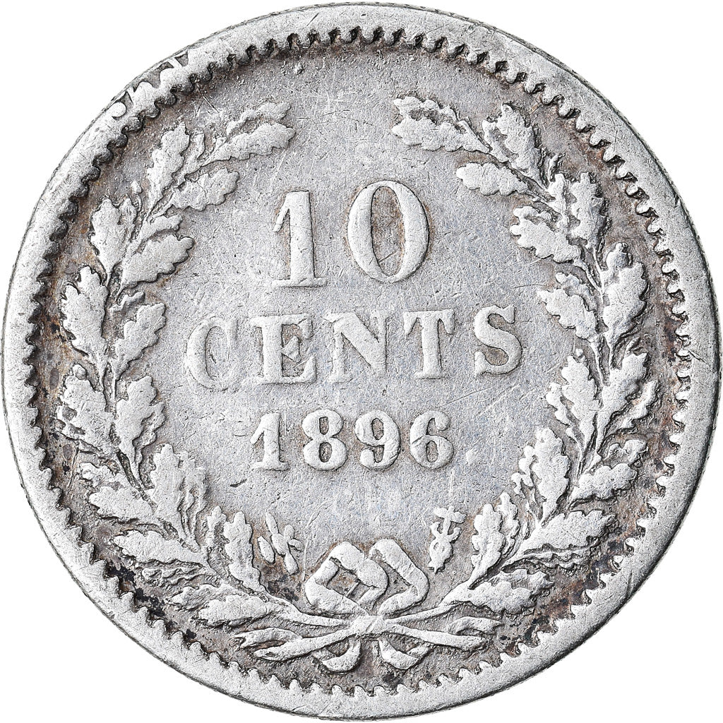Moneta, Paesi Bassi, Wilhelmina I, 10 Cents, 1896, MB, Argento, KM:116