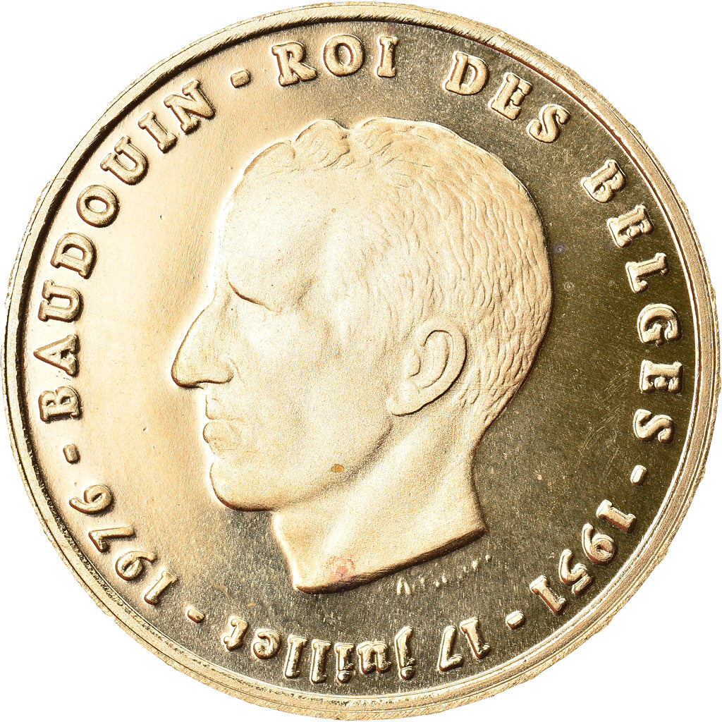 Belgium, 20 Francs, 20 Frank, Baudouin - 25 ans de Règne, 1976, MS(65-70), Gold