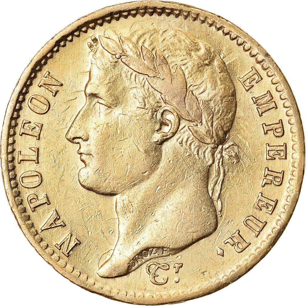 Moneta, Francia, Napoléon I, 20 Francs, 1808, Paris, error clashed die, BB+