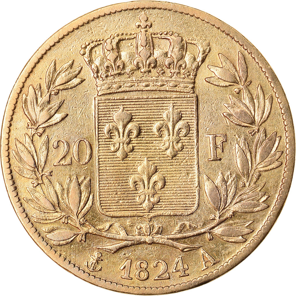Monnaie, France, Louis XVIII, Louis XVIII, 20 Francs, 1824, Paris, TB+, Or