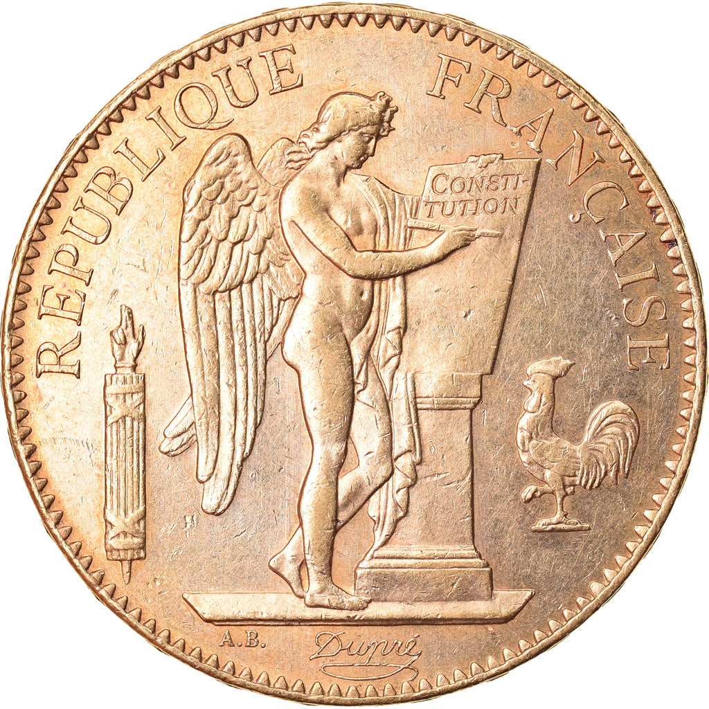 Moneda, Francia, Génie, 100 Francs, 1879, Paris, MBC+, Oro, KM:832