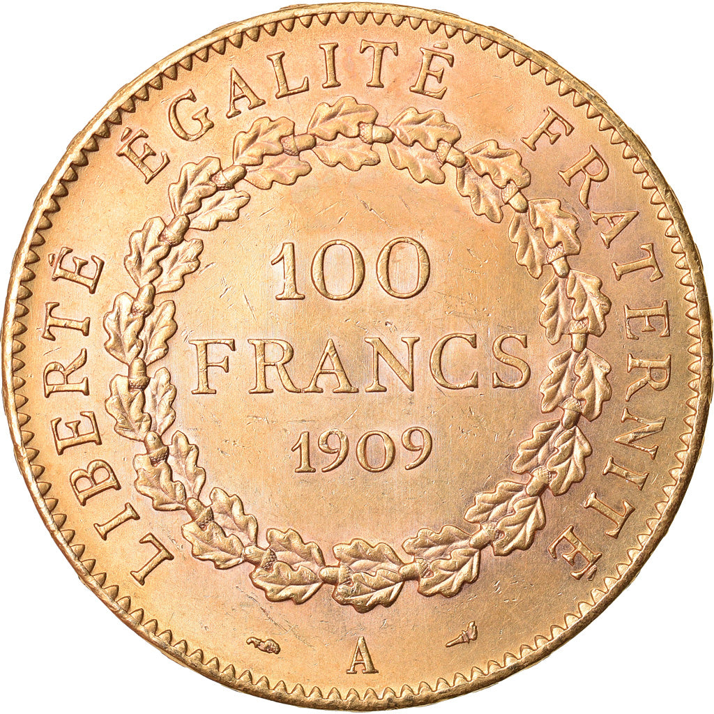 Moneta, Francja, 100 Francs, 1909, Paris, MS(60-62), Złoto, Gadoury:1137a