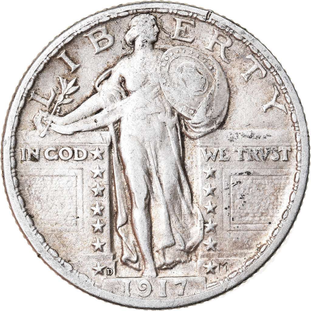 Coin, United States, Standing Liberty Quarter, Quarter, 1917, U.S. Mint, Denver